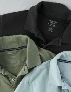 AE Lived-In Pique Polo Shirt Dusted Slate -American Eagle Fashion 1165 3594 023 d2