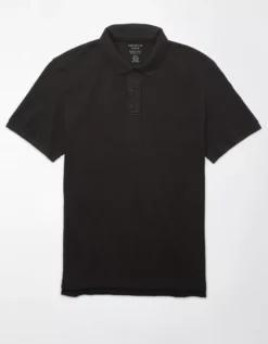 AE Lived-In Pique Polo Shirt Dusted Slate -American Eagle Fashion 1165 3594 023 f