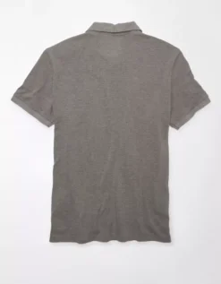 AE Lived-In Pique Polo Shirt Heather Gray -American Eagle Fashion 1165 3601 006 b
