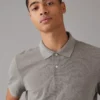 AE Lived-In Pique Polo Shirt Heather Gray