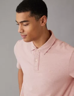 AE Lived-In Jersey Polo Shirt Pink -American Eagle Fashion 1165 3727 615 os