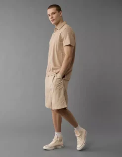 AE 24/7 Club Logo Polo Shirt Khaki -American Eagle Fashion 1165 4177 212 d2