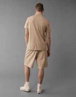 AE 24/7 Club Logo Polo Shirt Khaki -American Eagle Fashion 1165 4177 212 ob