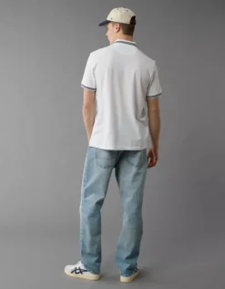 AE Club Pique Polo Shirt White -American Eagle Fashion 1165 4235 100 ob