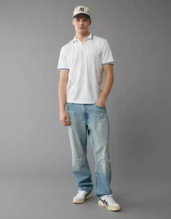 AE Club Pique Polo Shirt White -American Eagle Fashion 1165 4235 100 os