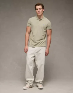 AE Lived-In Slim Fit Pique Polo Shirt Olive