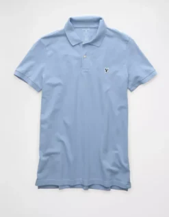 AE Lived-In Slim Fit Pique Polo Shirt Blue -American Eagle Fashion 1165 4363 400 f
