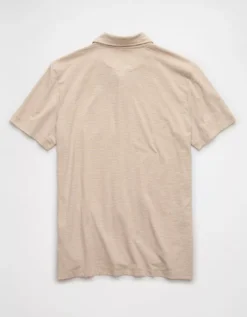 AE 24/7 Club Logo Striped Polo Shirt Khaki -American Eagle Fashion 1165 4407 212 b