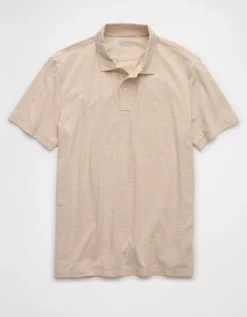 AE 24/7 Club Logo Striped Polo Shirt Khaki -American Eagle Fashion 1165 4407 212 f