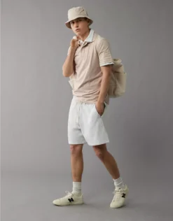 AE 24/7 Club Logo Striped Polo Shirt Khaki