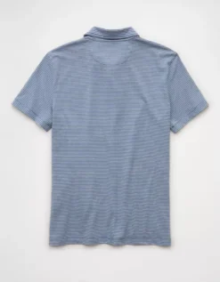 AE 24/7 Club Logo Striped Polo Shirt Blue -American Eagle Fashion 1165 4543 400 b