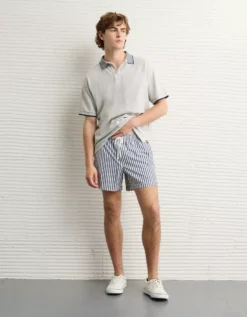 AE Boxy Stretch Pique Polo Shirt Heather Frost -American Eagle Fashion 1165 4548 062 os