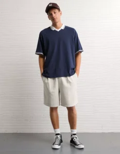 AE Soccer Polo Shirt Indigo -American Eagle Fashion 1165 4586 532 os