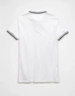 AE Lived-In Stretch Pique Slim Fit Tipped Polo Shirt White -American Eagle Fashion 1165 4613 100 b