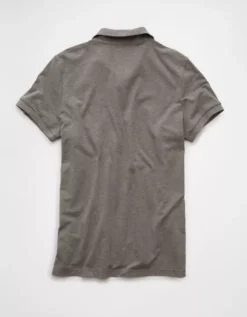 AE Lived-In Slim Fit Pique Polo Shirt Charcoal -American Eagle Fashion 1165 4722 008 b