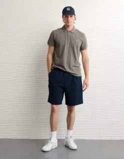 AE Lived-In Slim Fit Pique Polo Shirt Charcoal -American Eagle Fashion 1165 4722 008 os