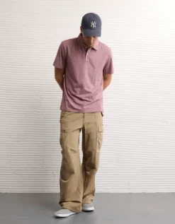 AE 24/7 Club Logo Polo Shirt Wineberry -American Eagle Fashion 1165 4903 902 os