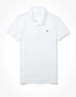 AE Slim Fit Flex Pique Polo Shirt White