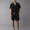 AE Seersucker Button-Up Camp Shirt Black