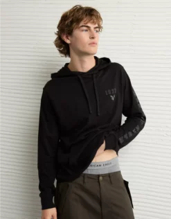 AE Lightweight Icon Logo Graphic Hoodie T-Shirt Bold Black