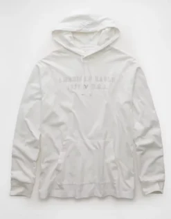 AE Lightweight Icon Logo Graphic Hoodie T-Shirt White -American Eagle Fashion 1175 4674 100 f