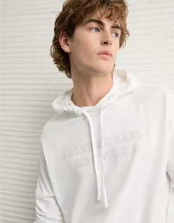 AE Lightweight Icon Logo Graphic Hoodie T-Shirt White