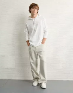 AE Lightweight Icon Logo Graphic Hoodie T-Shirt White -American Eagle Fashion 1175 4674 100 os