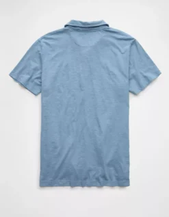 AE Slub Polo Shirt Blue -American Eagle Fashion 1176 3220 400 b