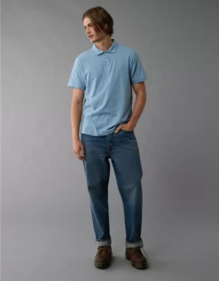 AE Slub Polo Shirt Blue