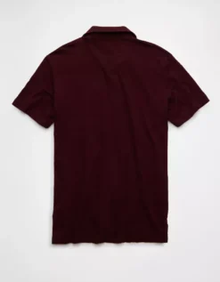 AE Slub Polo Shirt Burgundy -American Eagle Fashion 1176 3220 613 b