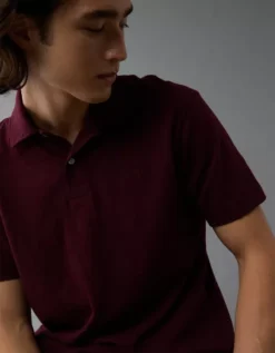 AE Slub Polo Shirt Burgundy -American Eagle Fashion 1176 3220 613 d2