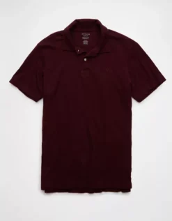 AE Slub Polo Shirt Burgundy -American Eagle Fashion 1176 3220 613 f