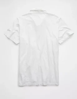 AE Slub Polo Shirt White -American Eagle Fashion 1176 3223 100 b