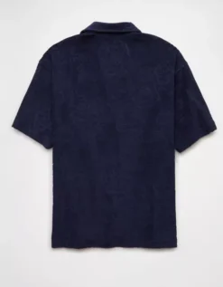 AE Terry Polo Shirt Navy -American Eagle Fashion 1186 2554 410 b