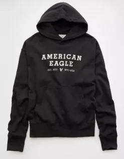 AE Lightweight Graphic Hoodie Faded Black -American Eagle Fashion 1192 2651 094 f