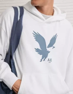 AE Lightweight Graphic Hoodie White -American Eagle Fashion 1192 2651 100 d2
