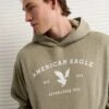AE Lightweight Graphic Hoodie Camo Green