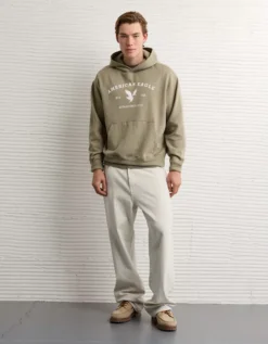 AE Lightweight Graphic Hoodie Camo Green -American Eagle Fashion 1192 2651 329 os