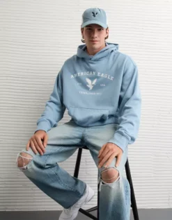 AE Lightweight Graphic Hoodie Light Blue -American Eagle Fashion 1192 2651 401 d2