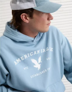 AE Lightweight Graphic Hoodie Light Blue