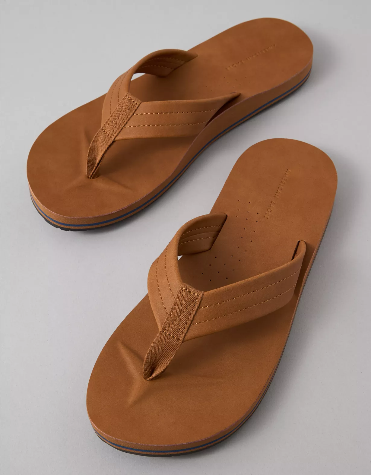 AE Men's Classic Leather Flip Flop Oatmeal 2 AE Men's Classic Leather Flip Flop Oatmeal - Image 2
