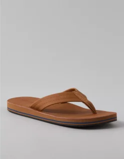 AE Men's Classic Leather Flip Flop Oatmeal