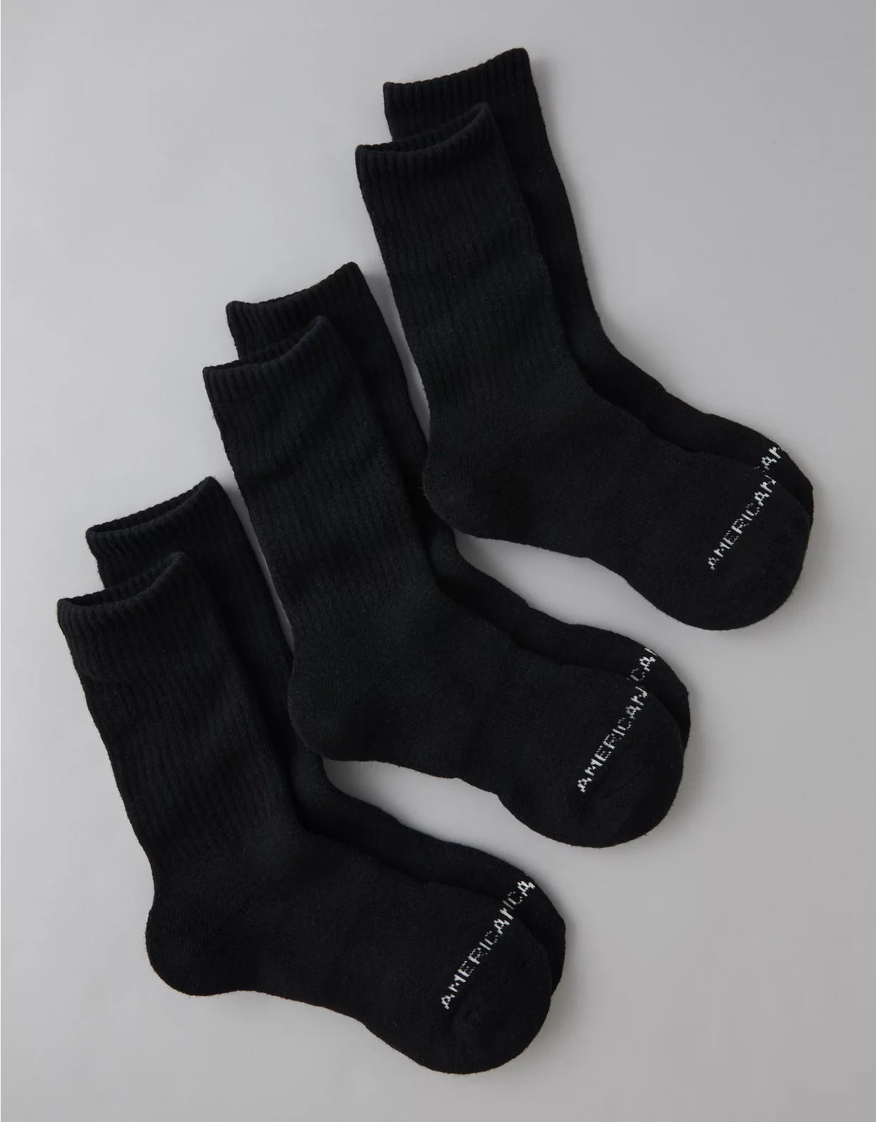 AE Crew Socks 3-Pack Black 1 AE Crew Socks 3-Pack Black