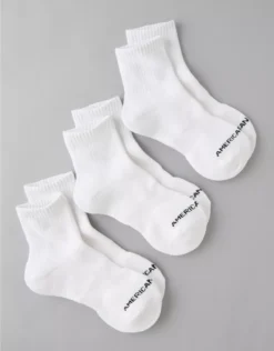 AE Quarter Crew Socks 3-Pack White