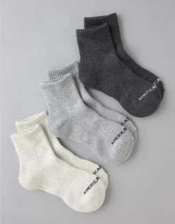 AE Quarter Crew Socks 3-Pack Dark Heather Gray
