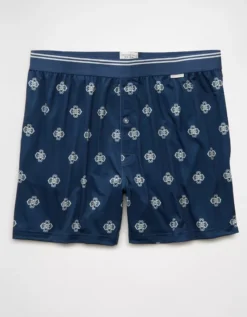 AEO Men's Patchwork Design Ultra Soft Pocket Boxer Short Navy -American Eagle Fashion 1237 0007 410 f