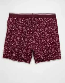 AEO Men's Ultra Soft Pocket Boxer Short Wine -American Eagle Fashion 1237 0066 558 b