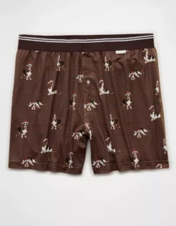 AEO Men's Ultra Soft Pocket Boxer Short Dark Brown -American Eagle Fashion 1237 0096 203 f