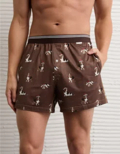 AEO Men's Ultra Soft Pocket Boxer Short Dark Brown