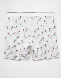 AEO Men's Ultra Soft Pocket Boxer Short White -American Eagle Fashion 1237 0149 100 b